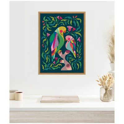 Budgies by Rachel Lee 3 Birdies Studio Framed Canvas Wall Art Print
