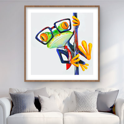 Funny Frog with Glasses - Contemporary Bedroom Framed Print