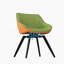 Table basse ronde moderne avec rangement et 2 chaises de salle à manger en polyuréthane, conception rayée en anneau pour la cuisine et la maison, peu encombrante et élégante-2109895675