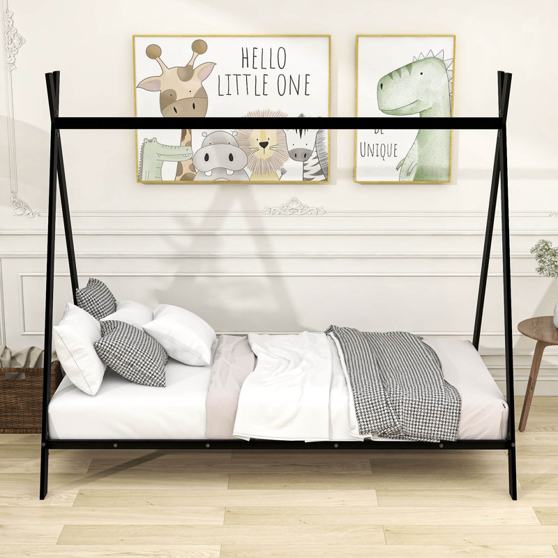 YUNM147NWZF9GMH-Lit plateforme en métal, Noir