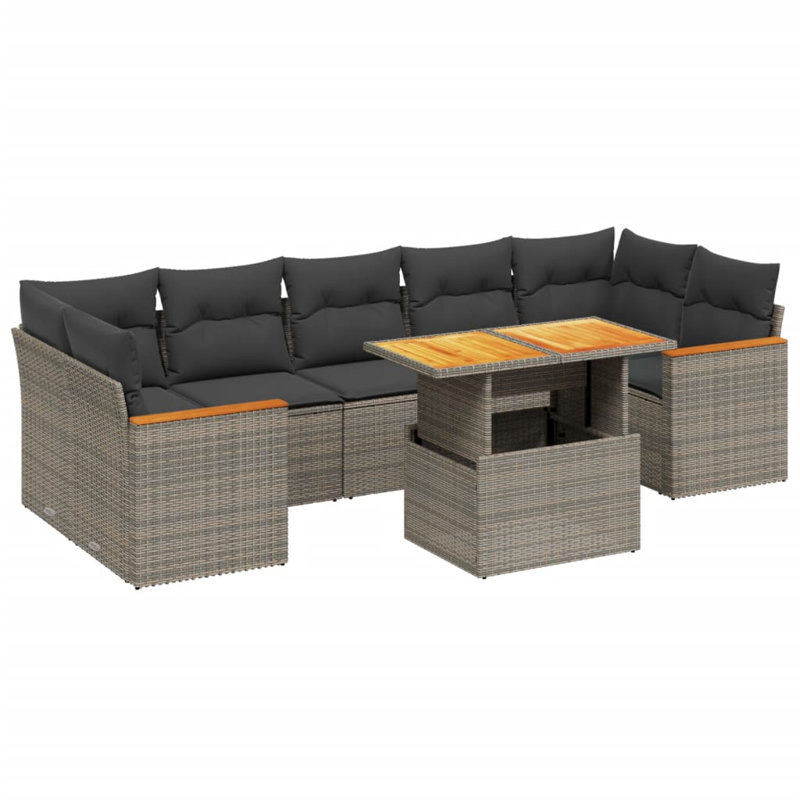 Ensemble de canapé de jardin Vidaxl gris