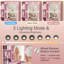 Meuble-lavabo lumineux avec prise de courant, support pour sèche-cheveux et tabouret, coiffeuse compacte pour petite chambre à coucher, option multicolore (rose)-375732184