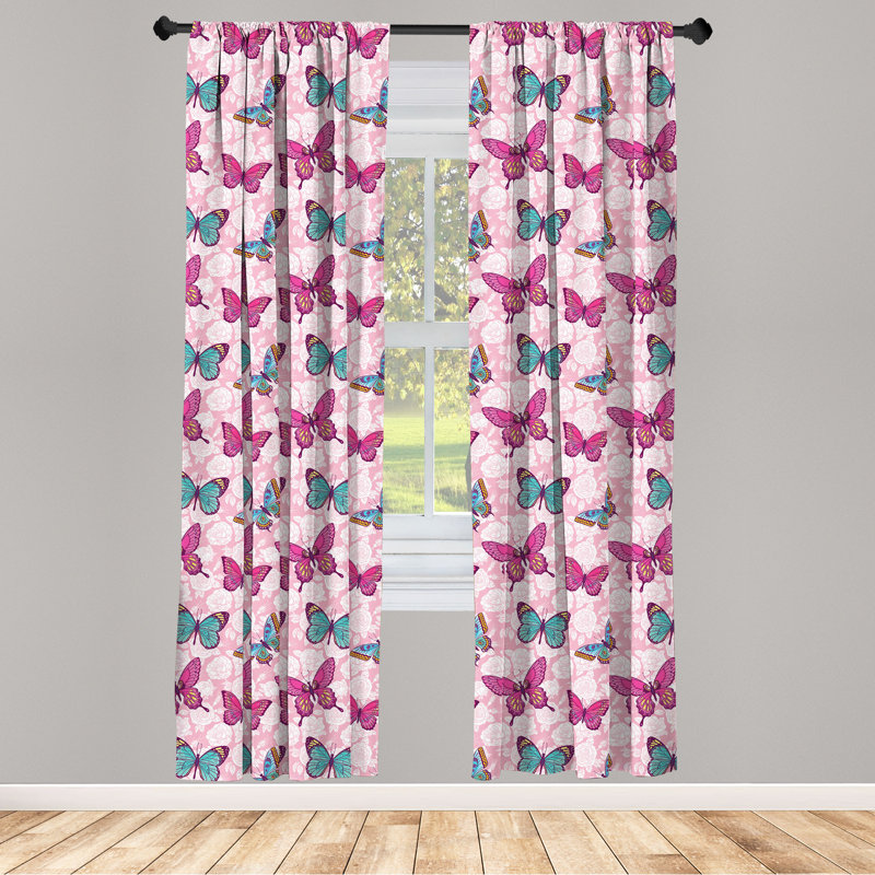 Spring Floral Semi-Sheer Rod Pocket Curtain Panels, 28" x 63"