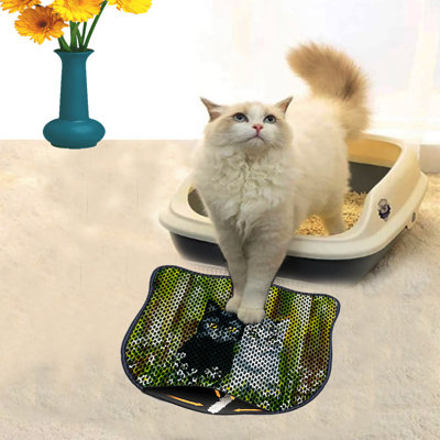 Tapis de litière durable pour chat, 15,7 po x 19,7 po | 50% PVC / 50% polyester, lavable à la machine et passer l'aspirateur | Parfait pour un nettoyage facile, conception antidérapante pour garder votre maison propre et fraîche, idéal pour les propriétaires d'animaux de compagnie