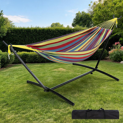 Heavy Duty Double Hammock, with Steel Stand