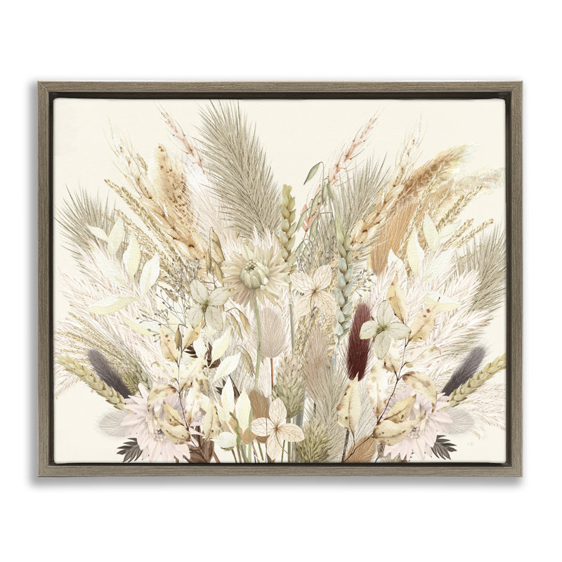 Cadre flottant naturel blé et herbes de campagne, design par Val Rhodes, H 17 po x l 21 po, Cadre flottant orme Montalcino