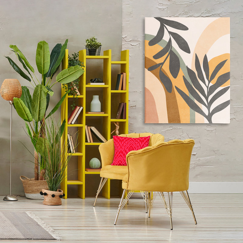 Art mural rétro sur toile, "Boho Plants" par Nataly White, H 48 po x l 36 po