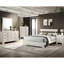 Lit plateforme simple blanc délavé, style contemporain, base de lit à profil bas, bois, finition rustique dans une boîte, placages de bois, idéal pour chambre de jeunes