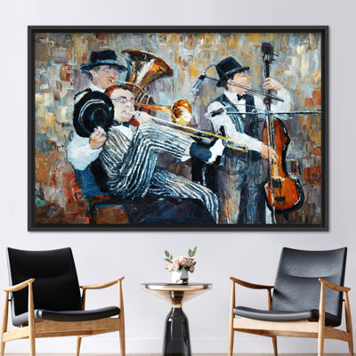 Jazz Artwork Canvas Print - Luxury Oil Painting Style Cello and Music Wall Art Poster