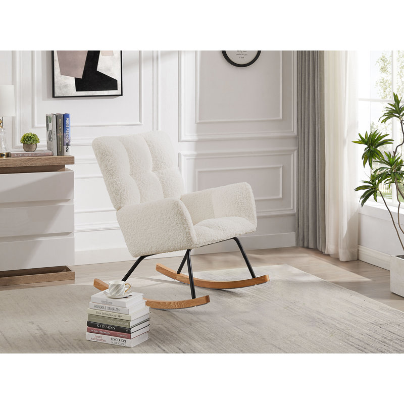 Chaise berçante rembourrée avec dossier haut