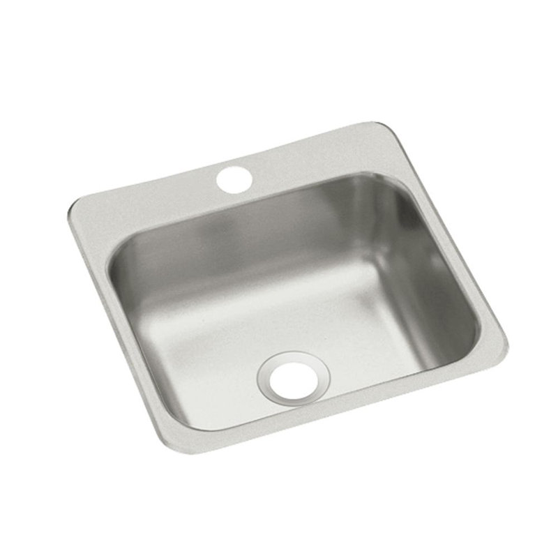 15'' L Single Bowl Stainless Steel Kitchen Sink, 1 hole
