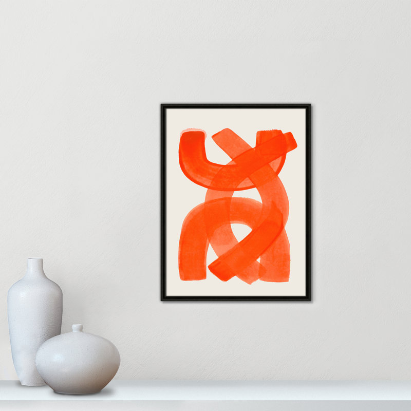 «Orange Strokes Print» par Haniff, Toile avec cadre, L 19,5 po x H 25,5 po, Flottant espresso