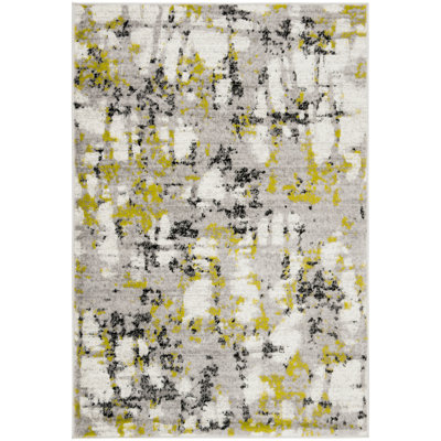 Tapis abstrait gris / vert Strasser