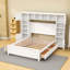 Lit plateforme double en bois avec tablettes, tiroirs et armoires de rangement intégrés-1024166584