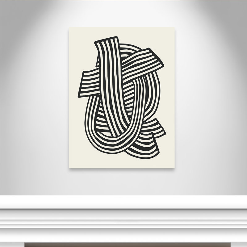 Rayures abstraites à imprimé noir par Dean, No Frame, 30'' W x 40'' H, Toile tendue
