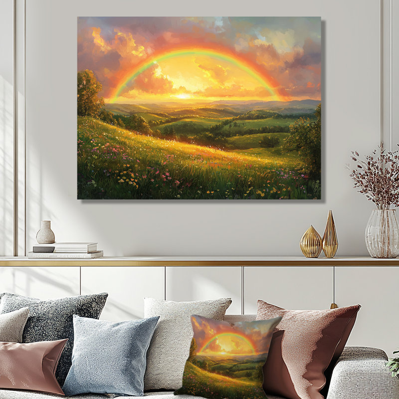 «Rainbow Over The Hills At Dusk II», art mural arc-en-ciel en métal, H 30 po x l 40 po