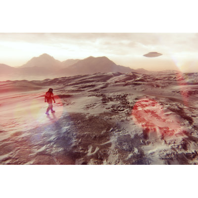 Astronaut Walking On Martian Surface - Wrapped Canvas Print