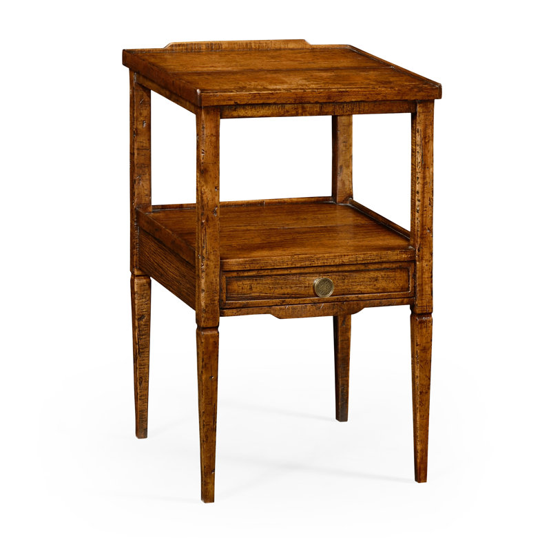 Casually Country Solid Wood End Table, Walnut Country Farmhouse