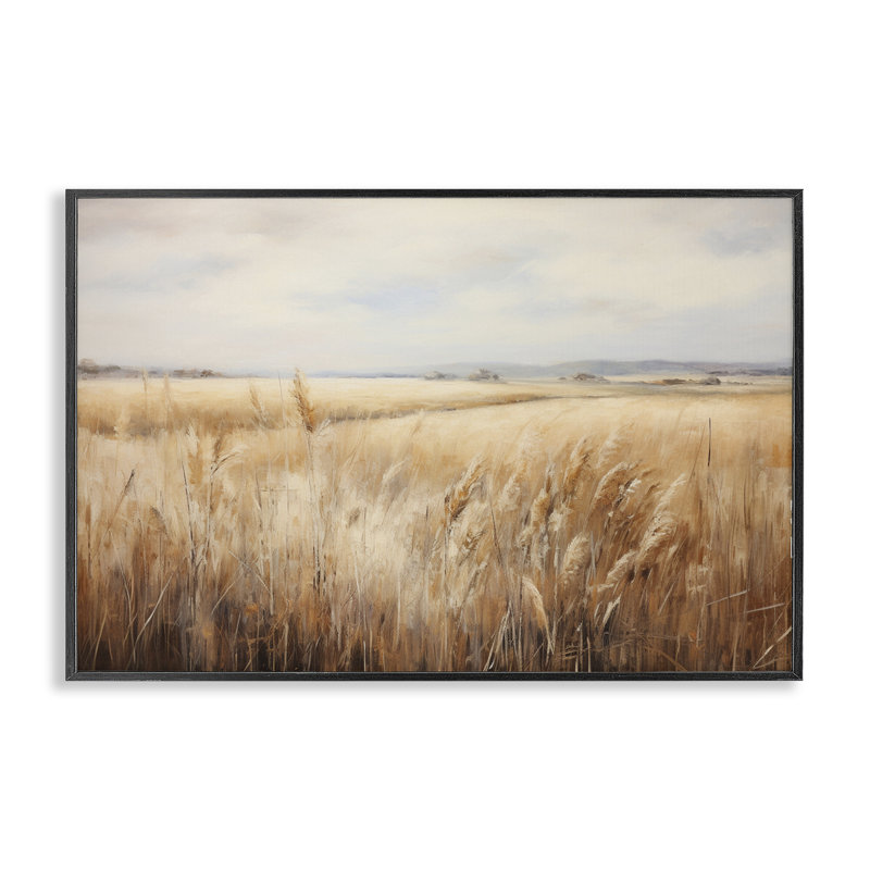Vaste champ de blé, estampe numérique par Petal Prints Design, Giclée encadrée noir minuit, H 12 po x l 18 po
