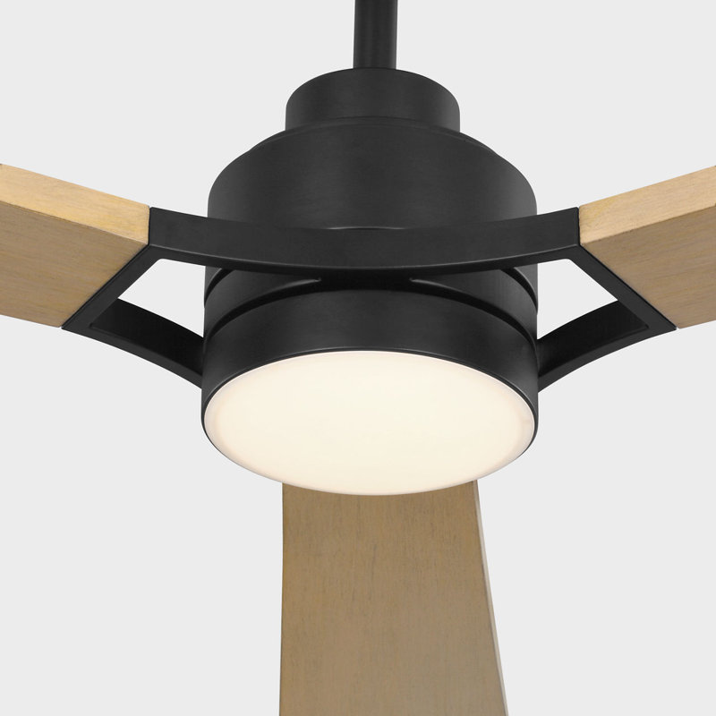 Trillium Smart 60 LED Ceiling Fan, Natural Honey, Midnight Black