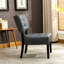 Fauteuil d'appoint capitonné en cuir mélangé avec sièges surdimensionnés, gris-814558677