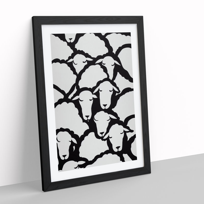 Resting Sheep - Framed Print, Black, 64cm H x 46cm W x 2cm D
