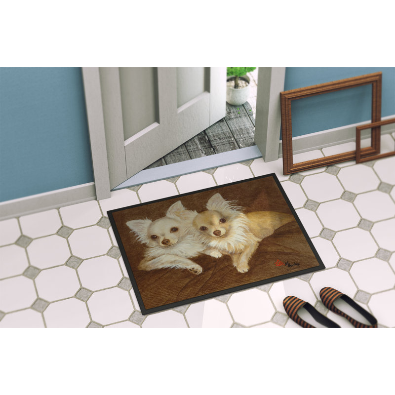 Paillasson d’extérieur antidérapant pour la paire de Chihuahua websterville, Rectangle 2 pi x 3 pi
