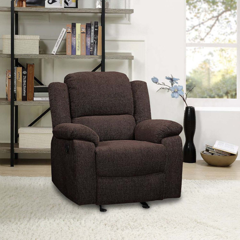 Madden Upholstered Glider Recliner in Brown