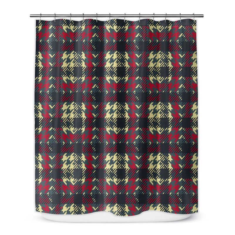 Rideau de douche simple à carreaux Hallenbeck, H 70 po x l 71 po