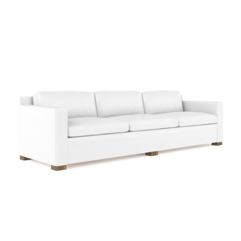 Canapé Mercer, H 33,5 po x l 120 po x P 39 po, Cuir rétro blanc, Patiné