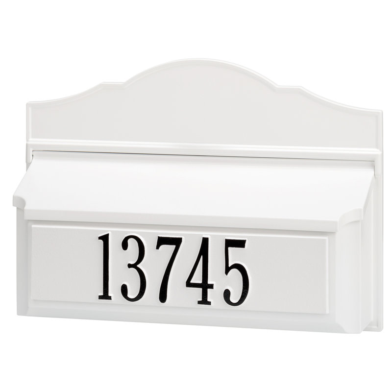 Colonial Wall Mounted Mailbox, White/Black, Yes