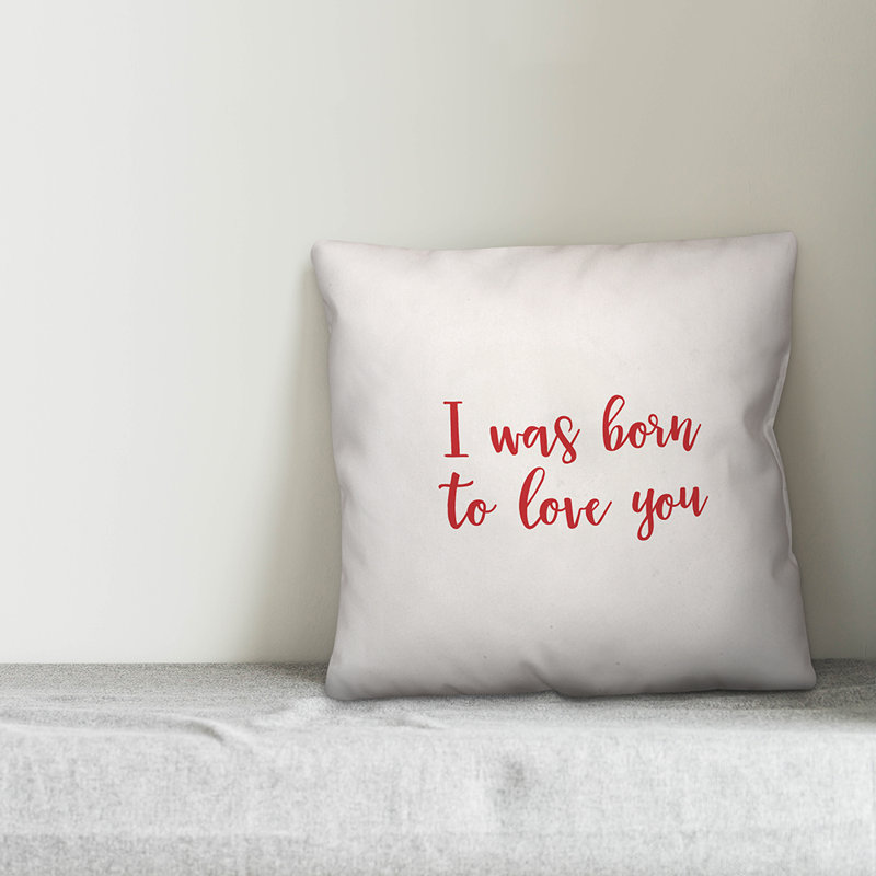  Coussin décoratif I Was Born to Love You, Blanc / rouge, Coussin décoratif