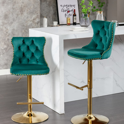 Velours rembourré moderne - hauteur réglable et coussin de dossier pour un îlot de cuisine de pub élégant (de 2 (velours) avec dossier