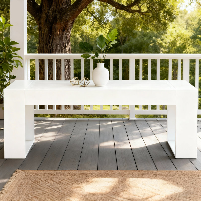 Modern Outdoor Aluminum Rectangle Coffee Table, Light Gray