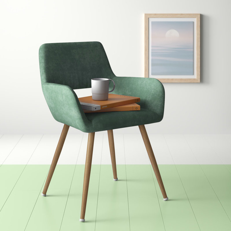 Fauteuil en velours 22 po Andress, Cactus, Chêne