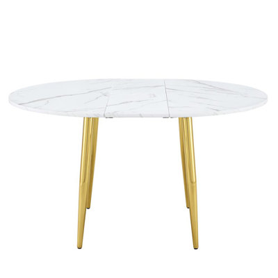 Round Dining Table (White, Gold)