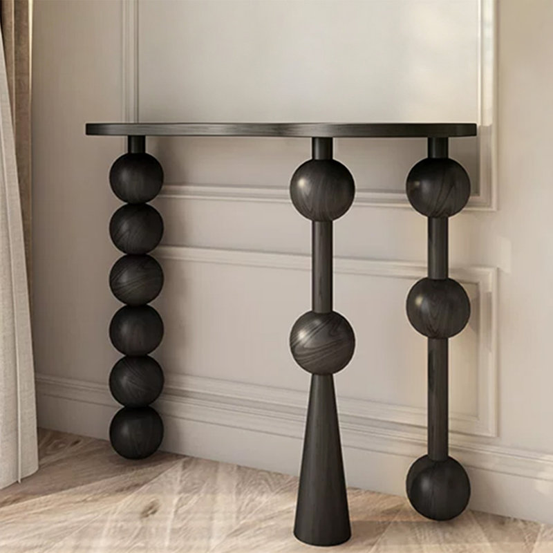 Console noire en bois massif, 39.37