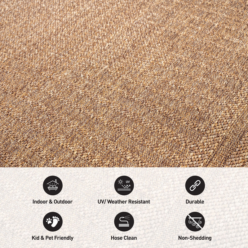 Geometric Natural/Jute Easy-Care Indoor/Outdoor Flat Woven Area Rug, Natural, Rectangle 5' x 7'