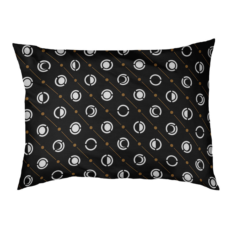 Coussin d’extérieur pour chien moon phases Chenault, Petit (l 28 po x P 6 po x H 18 po), Orange clair / noir