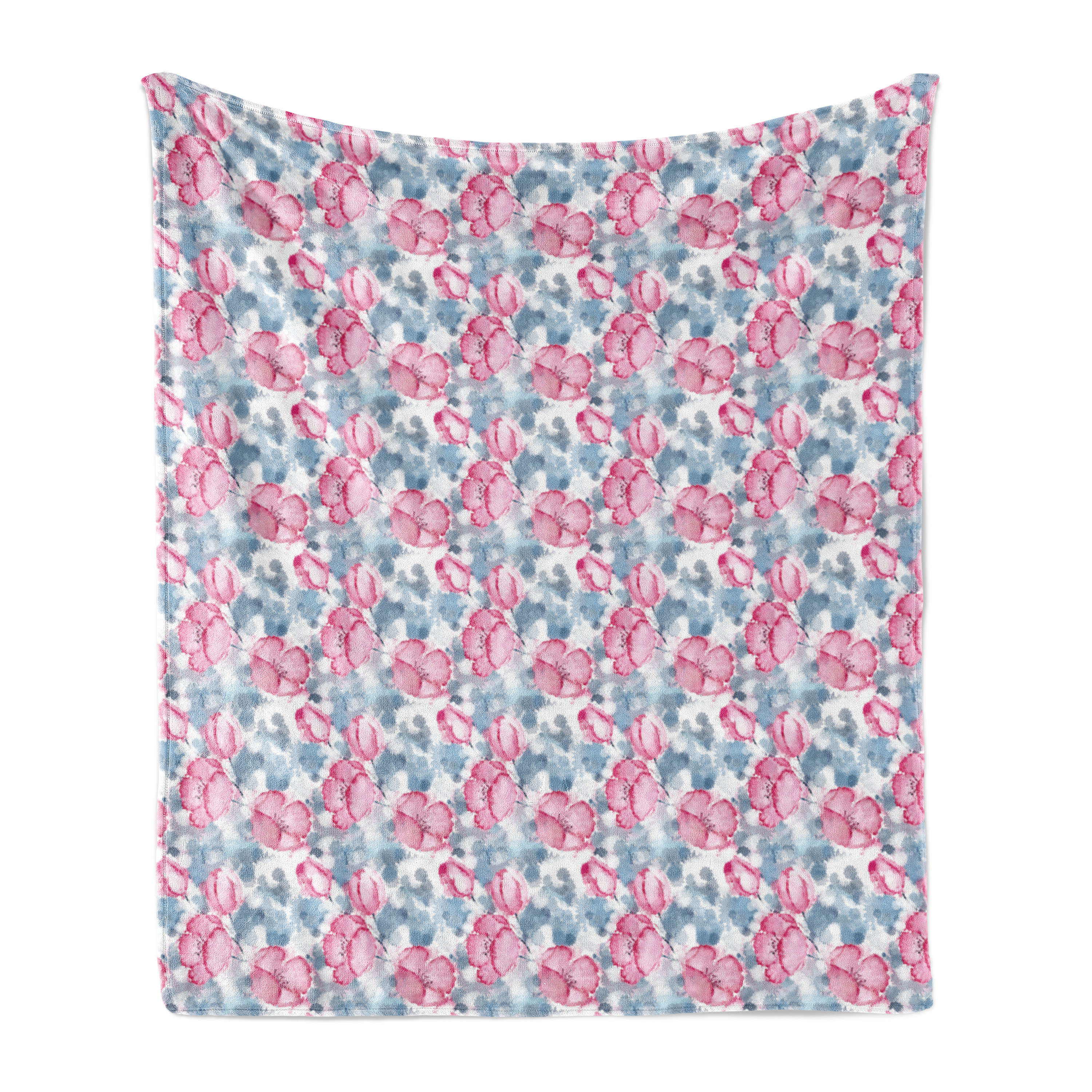 Ambesonne Spring Fleece Throw Blanket Floral Style Watercolor Art