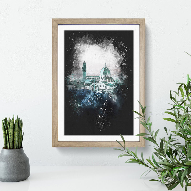 Florence Cathedral in Italy - Framed Print, 33cm H x 24cm W x 2cm D, Oak Framed