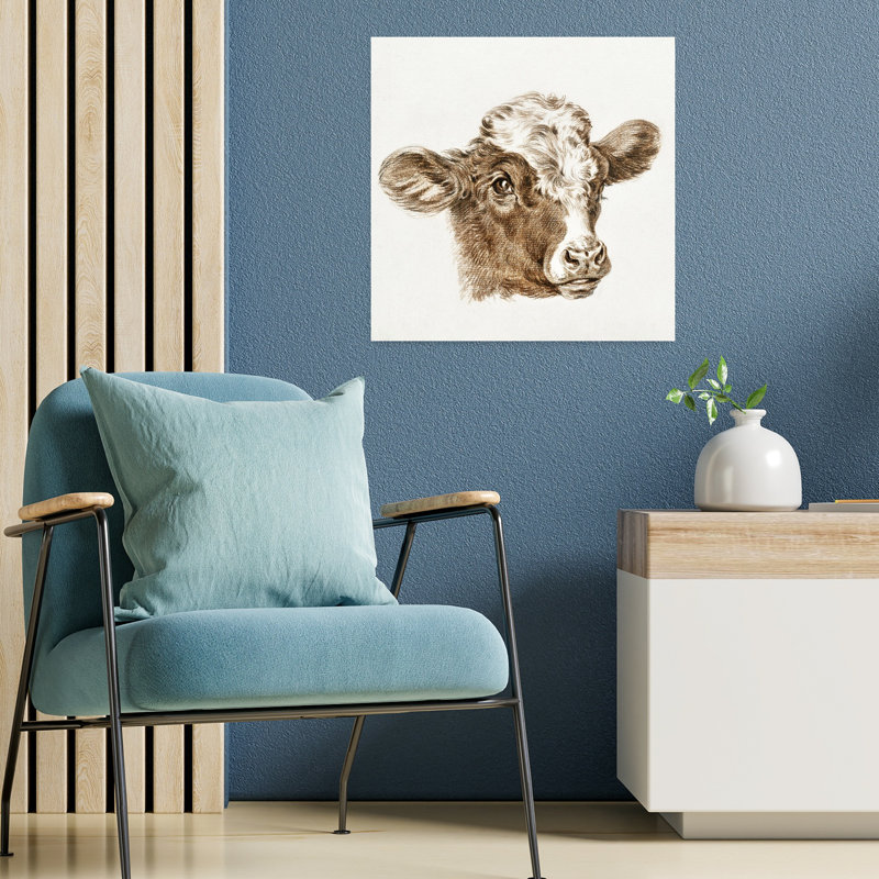 Tête de vache, art mural rétro rétro classique, H 18 po x l 18 po