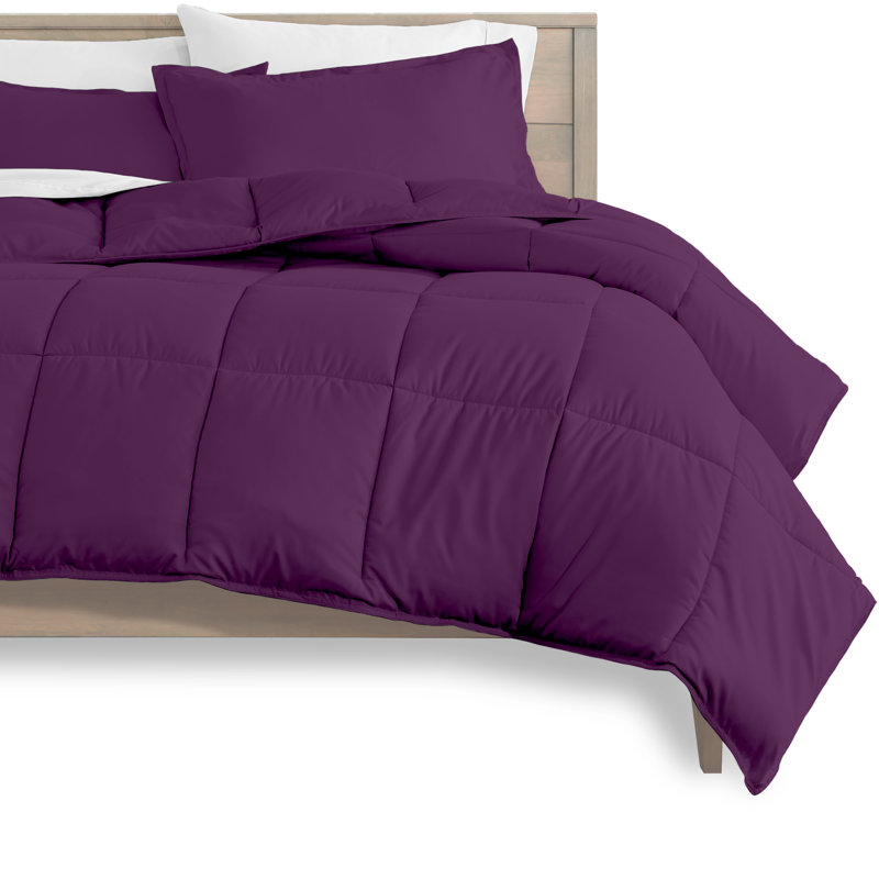 Modern & Contemporary Comforter, Plum/White, Twin Extra Long Comforter + Pillowcases