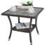 Table d'appoint d'extérieur, table de bout carrée 20 po, table basse avec plateau en verre trempé et rangement, structure en aluminium