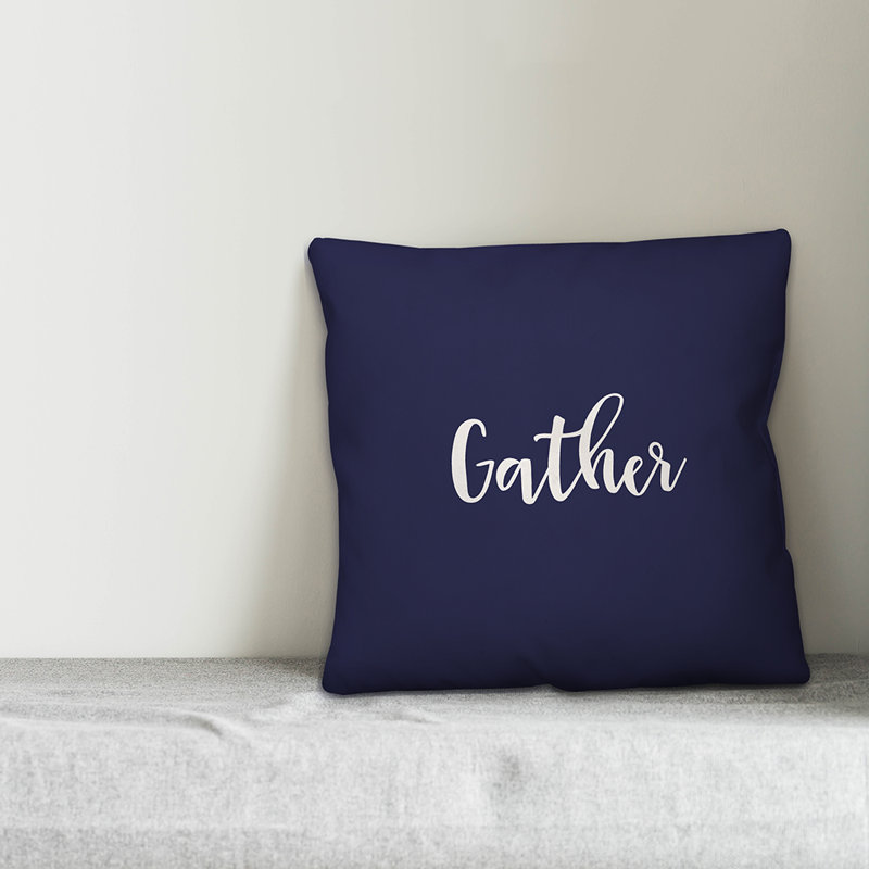 Reversible Throw Pillow, Navy, Pillow Cover