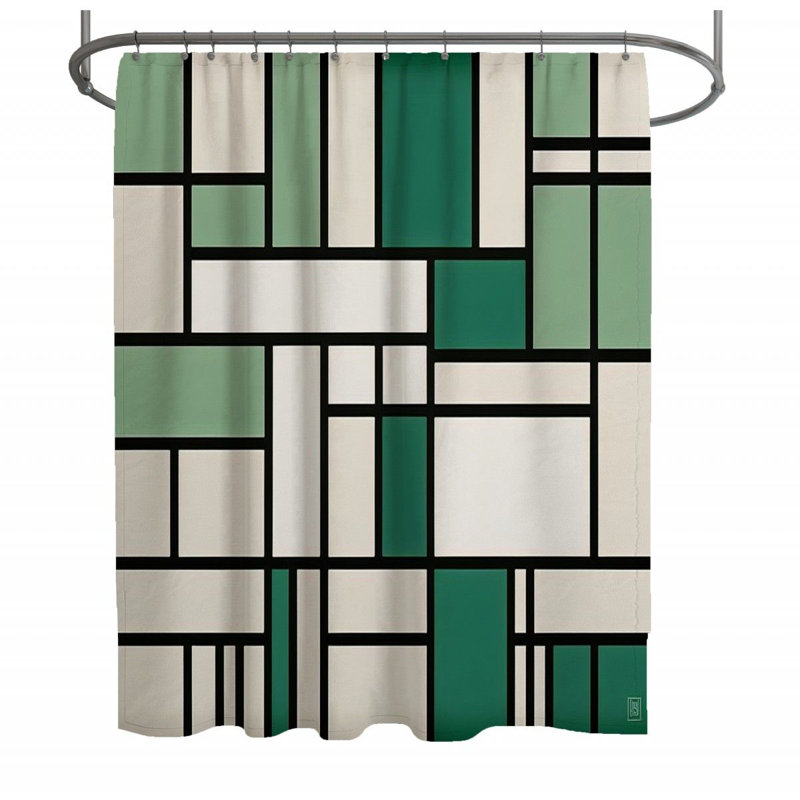 Rideau de douche à motif géométrique Ilmar, H 93 po x l 70 po