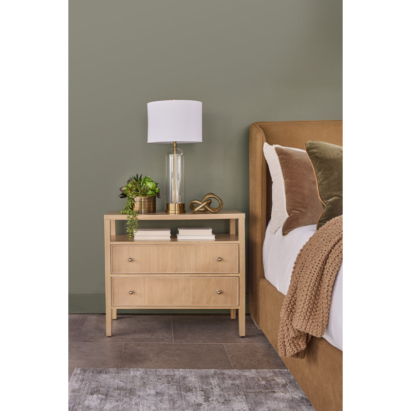 Table de chevet à 2 tiroirs Taube Highland, Beige