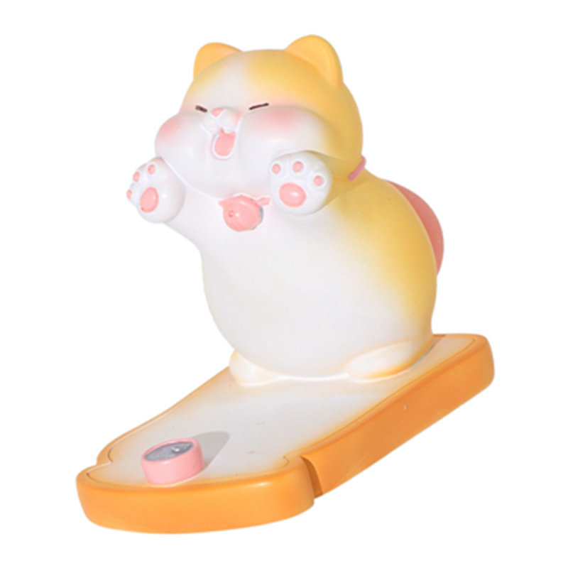 Mignon chat, support de téléphone portable, résine, mini support de téléphone portable, ornement de bureau pour le bureau de la chambre à coucher, gingembre