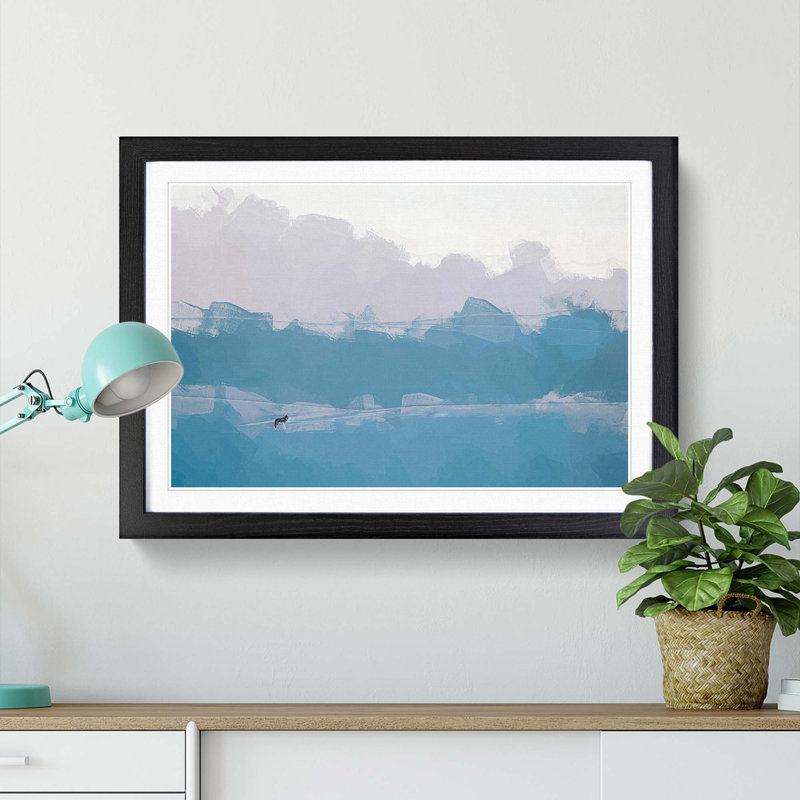 Lone Wolf in Abstract - Picture Frame Graphic Art Print, 50cm H x 76cm W x 2cm D, Black