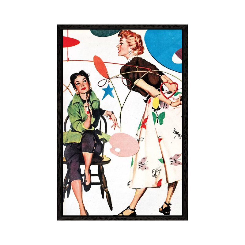 1954 Woman Magazine Plate 1 Piece Wall Art on Canvas, 66.04 cm H x 45.72 cm W, Black Framed